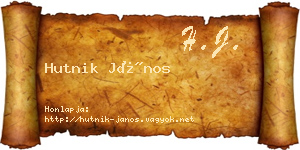 Hutnik János névjegykártya